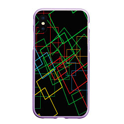 Чехол iPhone XS Max матовый BACKGROUND NEON, цвет: 3D-сиреневый