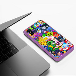 Чехол iPhone XS Max матовый BRAWL STARS ВСЕ БРАВЛЕРЫ, цвет: 3D-фиолетовый — фото 2