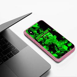 Чехол iPhone XS Max матовый Minecraft, цвет: 3D-малиновый — фото 2