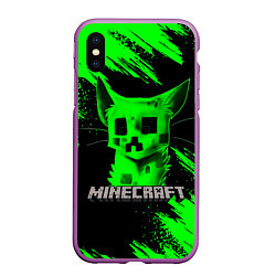 Чехол iPhone XS Max матовый MINECRAFT CREEPER CAT