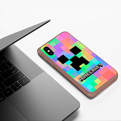 Чехол iPhone XS Max матовый Minecraft, цвет: 3D-коричневый — фото 2