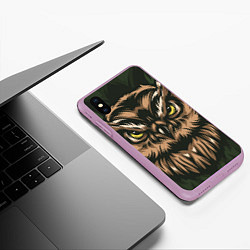 Чехол iPhone XS Max матовый Хищная сова, цвет: 3D-сиреневый — фото 2