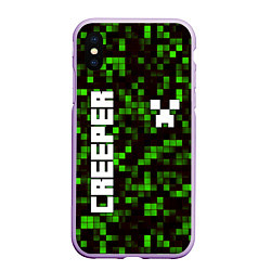 Чехол iPhone XS Max матовый MINECRAFT CREEPER, цвет: 3D-сиреневый