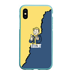 Чехол iPhone XS Max матовый Fallout logo boy, цвет: 3D-мятный