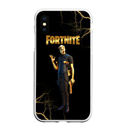 Чехол iPhone XS Max матовый Gold Midas Fortnite 2, цвет: 3D-белый