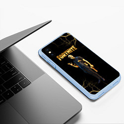 Чехол iPhone XS Max матовый Gold Midas Fortnite 2, цвет: 3D-голубой — фото 2