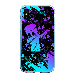 Чехол iPhone XS Max матовый FORTNITE x MARSHMELLO, цвет: 3D-голубой