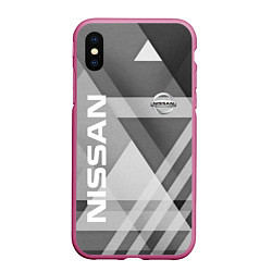 Чехол iPhone XS Max матовый NISSAN, цвет: 3D-малиновый