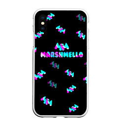 Чехол iPhone XS Max матовый Marshmello, цвет: 3D-белый