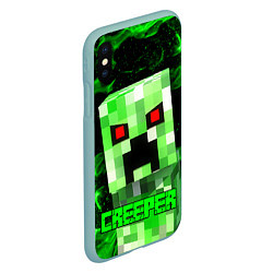 Чехол iPhone XS Max матовый MINECRAFT CREEPER, цвет: 3D-мятный — фото 2