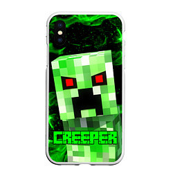 Чехол iPhone XS Max матовый MINECRAFT CREEPER, цвет: 3D-белый