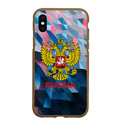 Чехол iPhone XS Max матовый RUSSIA, цвет: 3D-коричневый