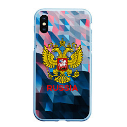 Чехол iPhone XS Max матовый RUSSIA, цвет: 3D-голубой