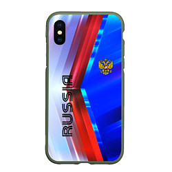 Чехол iPhone XS Max матовый RUSSIA SPORT, цвет: 3D-темно-зеленый