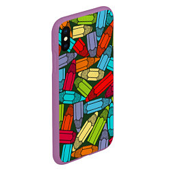 Чехол iPhone XS Max матовый Детские цветные карандаши арт, цвет: 3D-фиолетовый — фото 2