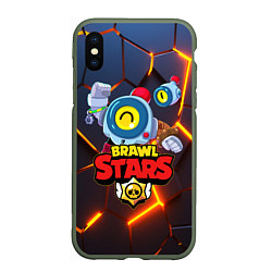 Чехол iPhone XS Max матовый BRAWL STARS NANI НАНИ, цвет: 3D-темно-зеленый