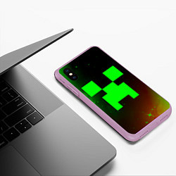 Чехол iPhone XS Max матовый MINECRAFT МАЙНКРАФТ, цвет: 3D-сиреневый — фото 2