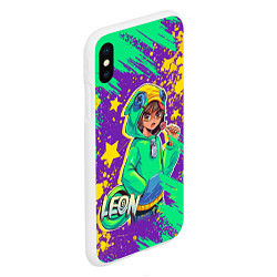 Чехол iPhone XS Max матовый BRAWL STARS LEON, цвет: 3D-белый — фото 2