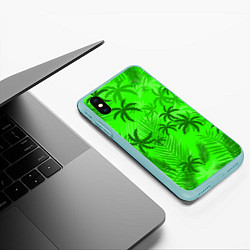 Чехол iPhone XS Max матовый ПАЛЬМЫ ЛЕТО TROPICAL, цвет: 3D-мятный — фото 2