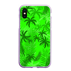 Чехол iPhone XS Max матовый ПАЛЬМЫ ЛЕТО TROPICAL, цвет: 3D-сиреневый