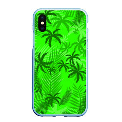 Чехол iPhone XS Max матовый ПАЛЬМЫ ЛЕТО TROPICAL, цвет: 3D-голубой