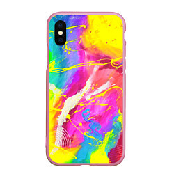 Чехол iPhone XS Max матовый ТИ-ДАЙ, цвет: 3D-розовый