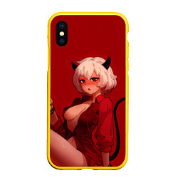 Чехол iPhone XS Max матовый HELLTAKER, цвет: 3D-желтый