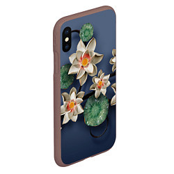 Чехол iPhone XS Max матовый 3D стеклянные цветы, цвет: 3D-коричневый — фото 2