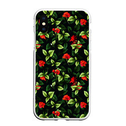 Чехол iPhone XS Max матовый Цветочный сад, цвет: 3D-белый