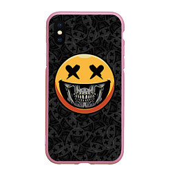 Чехол iPhone XS Max матовый Смайлик на черепе Emoji