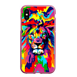 Чехол iPhone XS Max матовый Лев Artistic Art