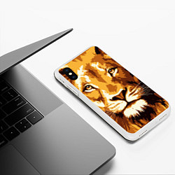 Чехол iPhone XS Max матовый Взгляд льва, цвет: 3D-белый — фото 2
