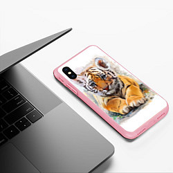 Чехол iPhone XS Max матовый Tiger Art, цвет: 3D-баблгам — фото 2