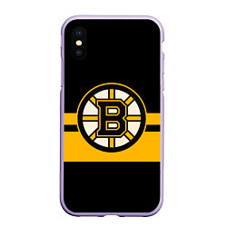 Чехол iPhone XS Max матовый BOSTON BRUINS NHL, цвет: 3D-светло-сиреневый