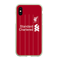 Чехол iPhone XS Max матовый Liverpool FC, цвет: 3D-салатовый