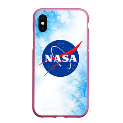 Чехол iPhone XS Max матовый NASA НАСА, цвет: 3D-малиновый