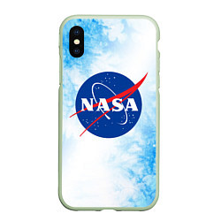 Чехол iPhone XS Max матовый NASA НАСА, цвет: 3D-салатовый