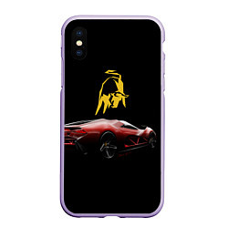 Чехол iPhone XS Max матовый Lamborghini - motorsport, цвет: 3D-светло-сиреневый