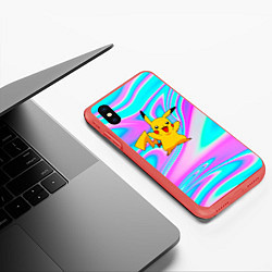 Чехол iPhone XS Max матовый Пикачу, цвет: 3D-красный — фото 2