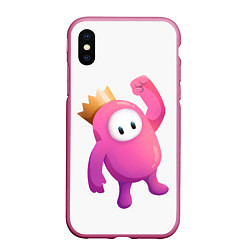 Чехол iPhone XS Max матовый Fall Guys, цвет: 3D-малиновый