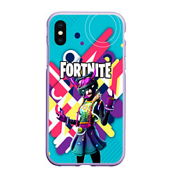 Чехол iPhone XS Max матовый FORTNITE, цвет: 3D-светло-сиреневый