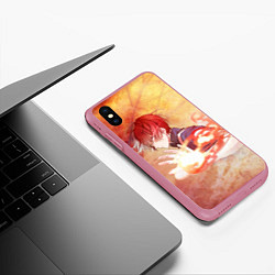 Чехол iPhone XS Max матовый Тодороки Шото, цвет: 3D-малиновый — фото 2