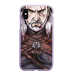Чехол iPhone XS Max матовый The Witcher, Geralt, Ведьмак,, цвет: 3D-светло-сиреневый