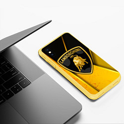Чехол iPhone XS Max матовый Lamborghini, цвет: 3D-желтый — фото 2