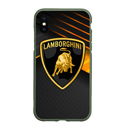 Чехол iPhone XS Max матовый Lamborghini, цвет: 3D-темно-зеленый