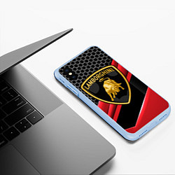 Чехол iPhone XS Max матовый Lamborghini, цвет: 3D-голубой — фото 2