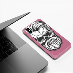 Чехол iPhone XS Max матовый Бородатый череп, цвет: 3D-малиновый — фото 2