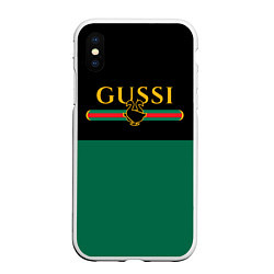 Чехол iPhone XS Max матовый GUSSI ГУСИ, цвет: 3D-белый