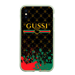 Чехол iPhone XS Max матовый GUSSI ГУСИ, цвет: 3D-салатовый