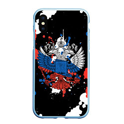 Чехол iPhone XS Max матовый Герб, цвет: 3D-голубой